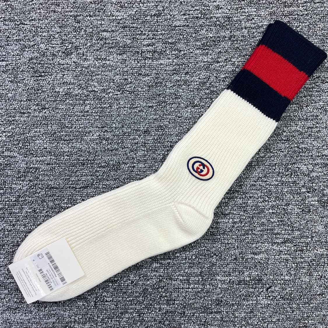 새상품 구찌 양말 인터로킹 G 웹 울 양말 화이트 상품이미지3