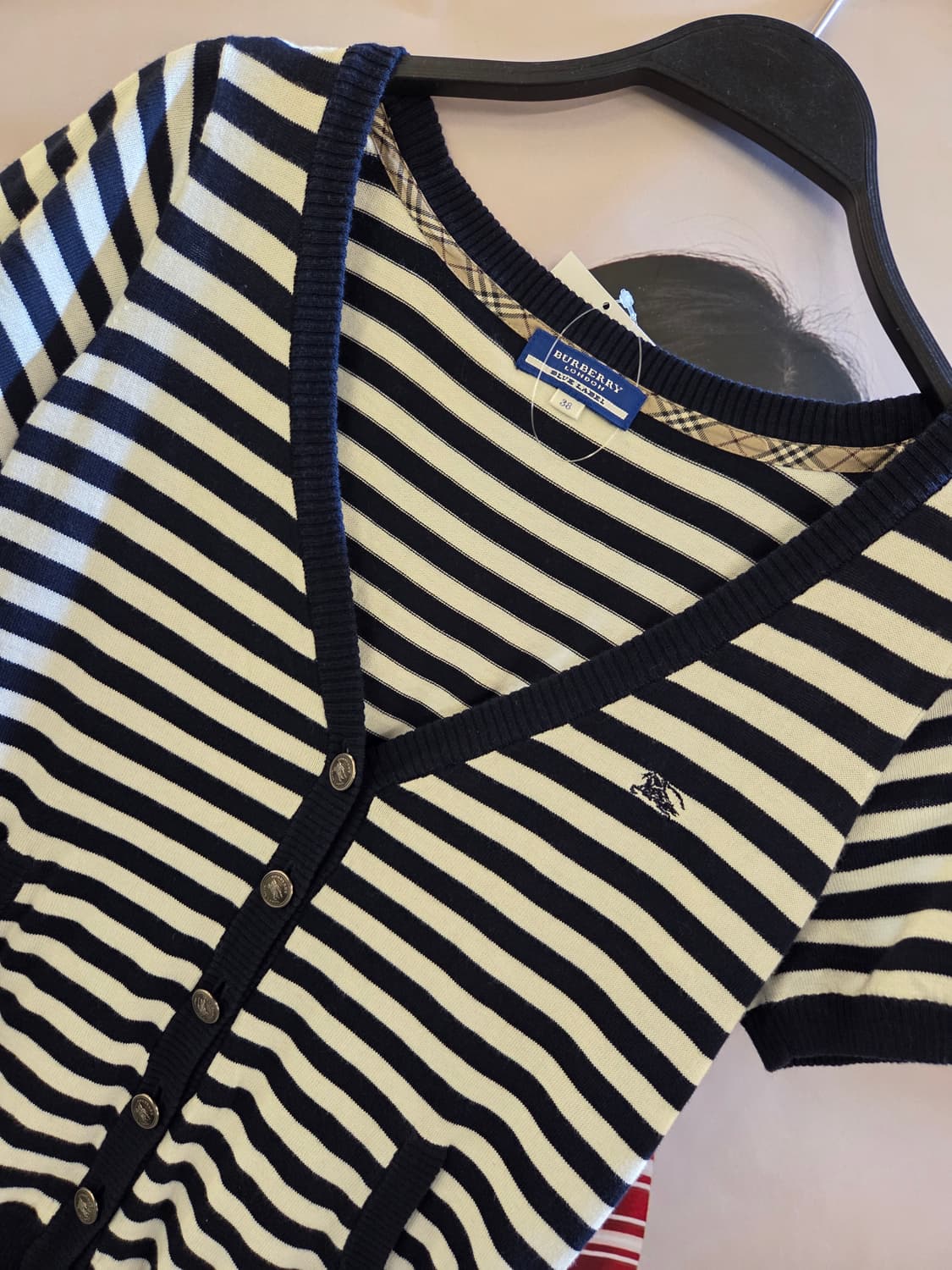 Burberry 버버리 네이비 스트라이프 반팔가디건 상품이미지2