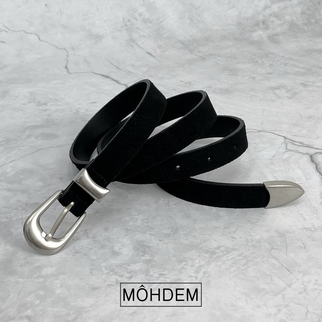 [Unisex] 웨스턴 카푸치노 스웨이드 벨트 블랙 상품이미지9
