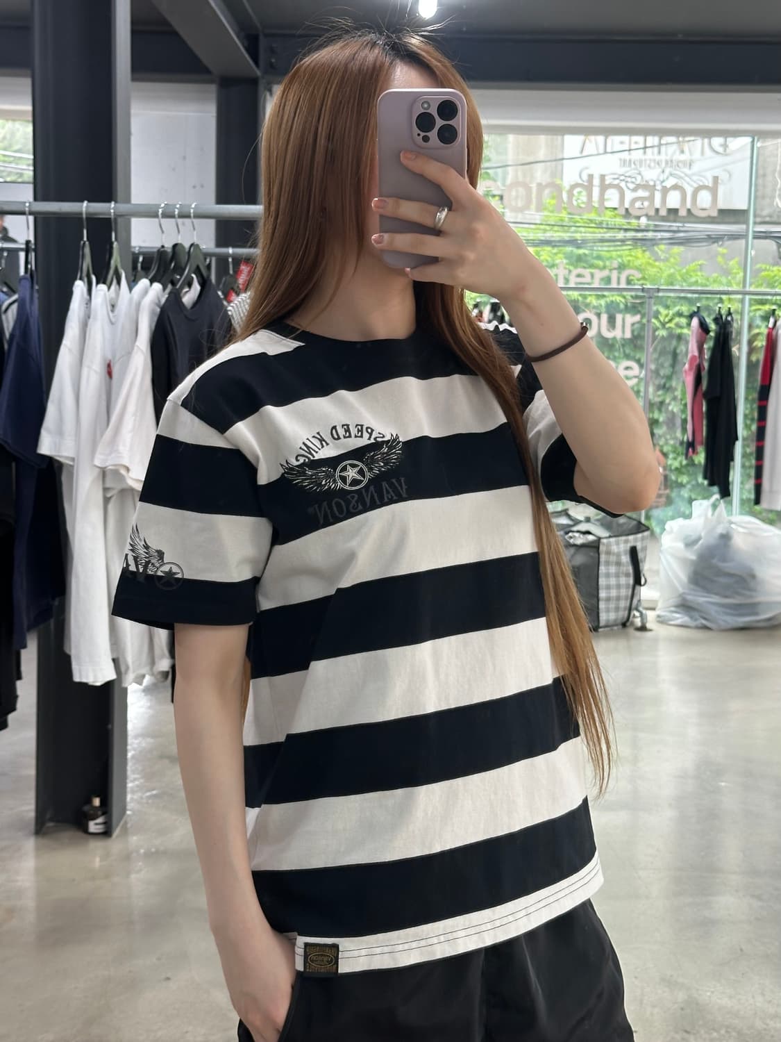 벤슨 스타윙 스트라이프 자수 반팔티 상품이미지2