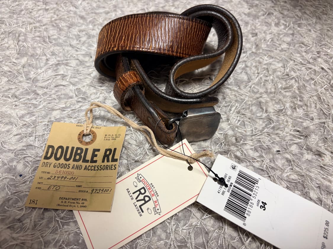 RRL 더블알엘 빈센스 레더 벨트 브라운 34 상품이미지1