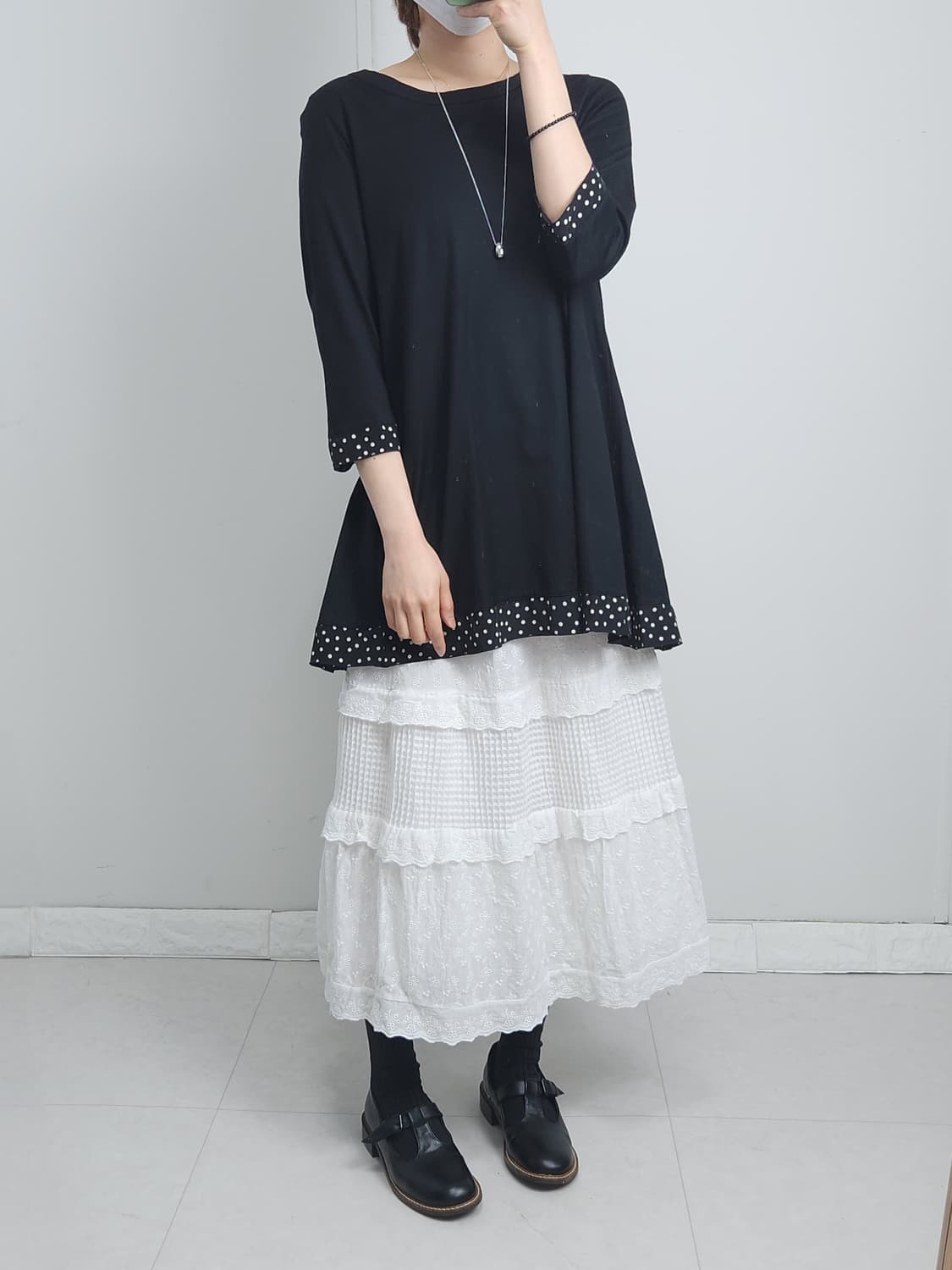 펀칭 캉캉 롱 스커트 상품이미지5