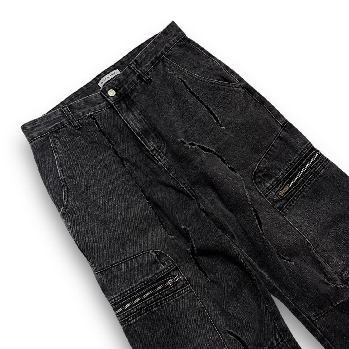 PERSON INTENTION 크랙 워시드 흑청 카고팬츠 상품이미지2