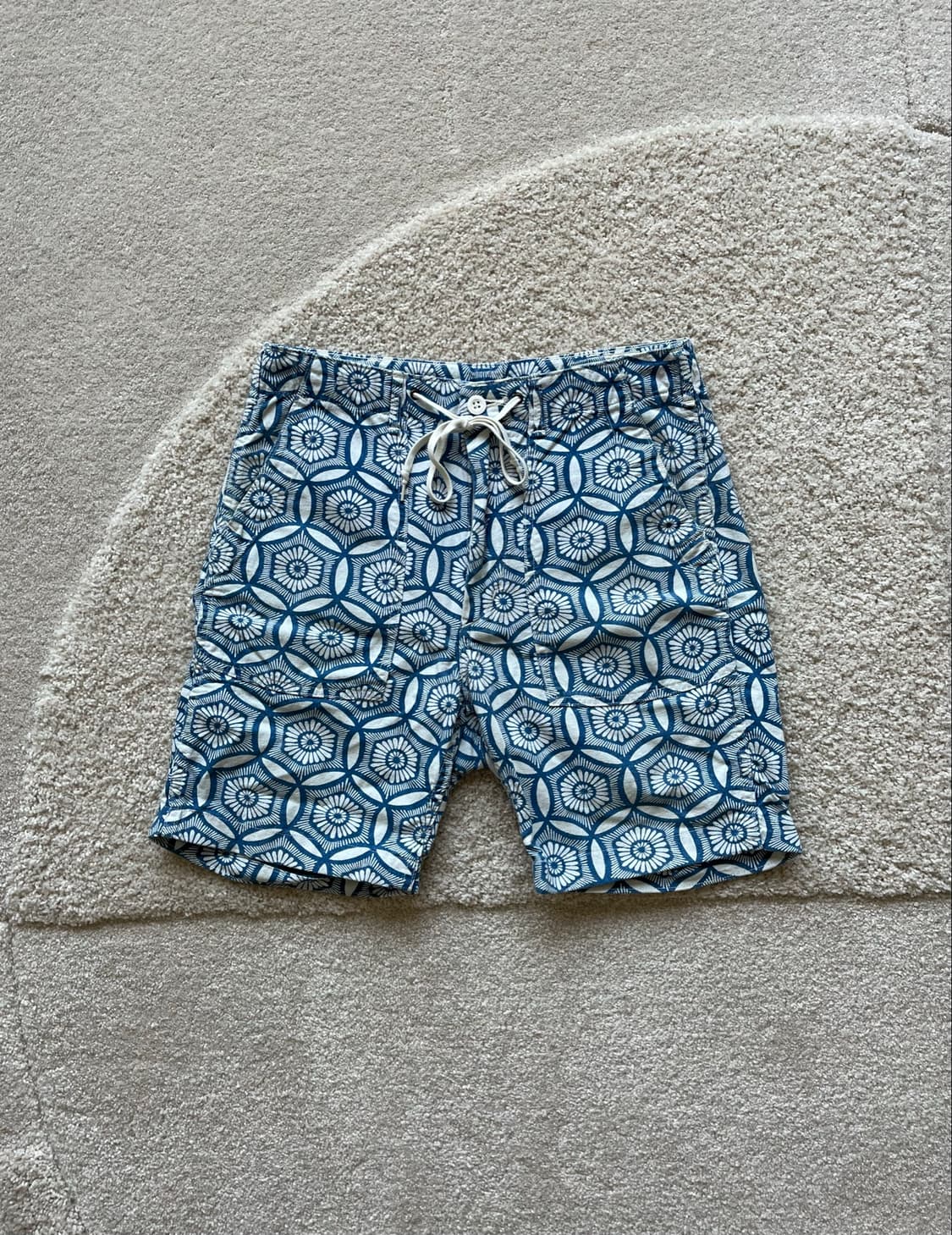 Orslow 블루 기하학 패턴 쇼츠 (29-31) 상품이미지2
