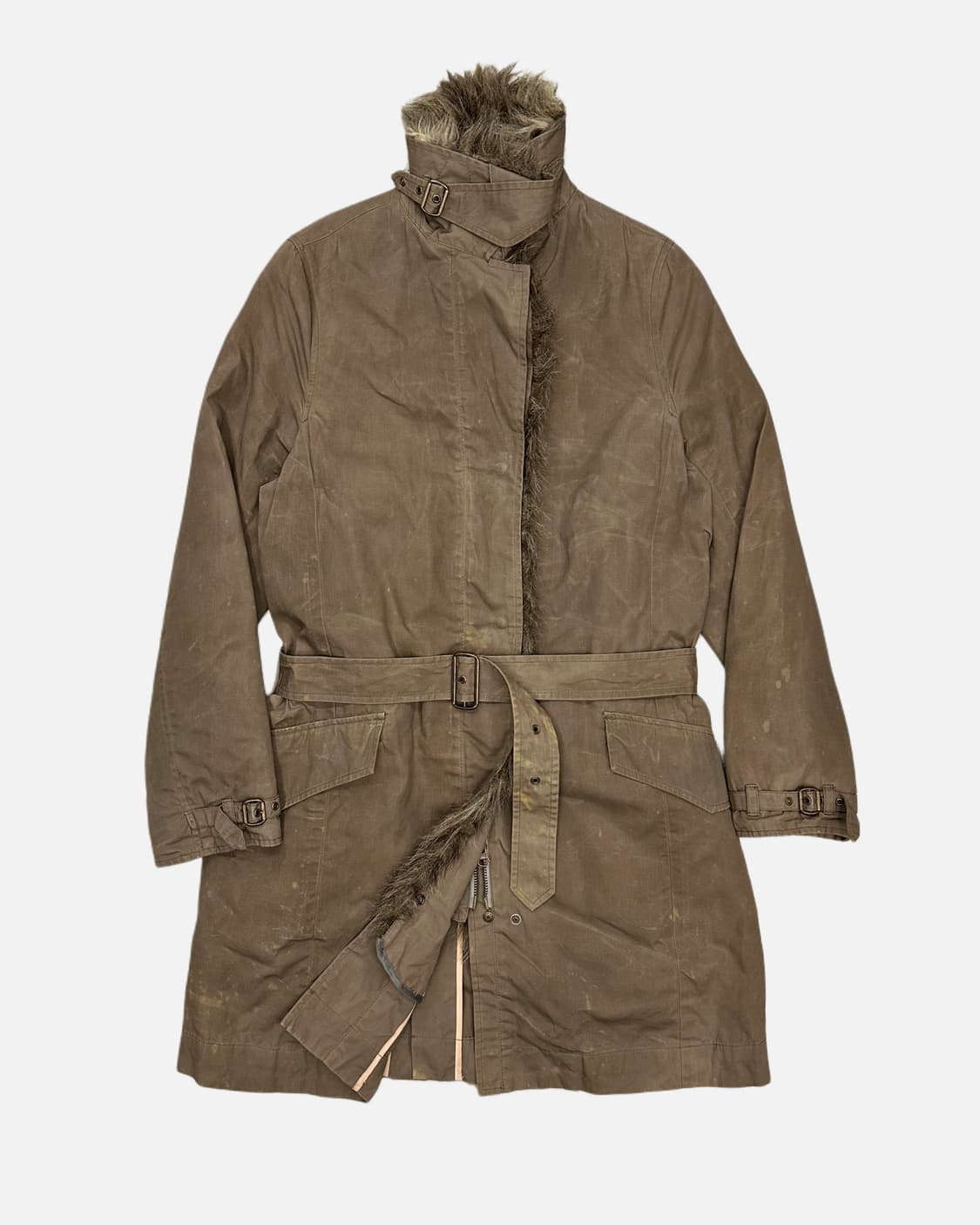 RNA grunge fur belted coat 상품이미지5