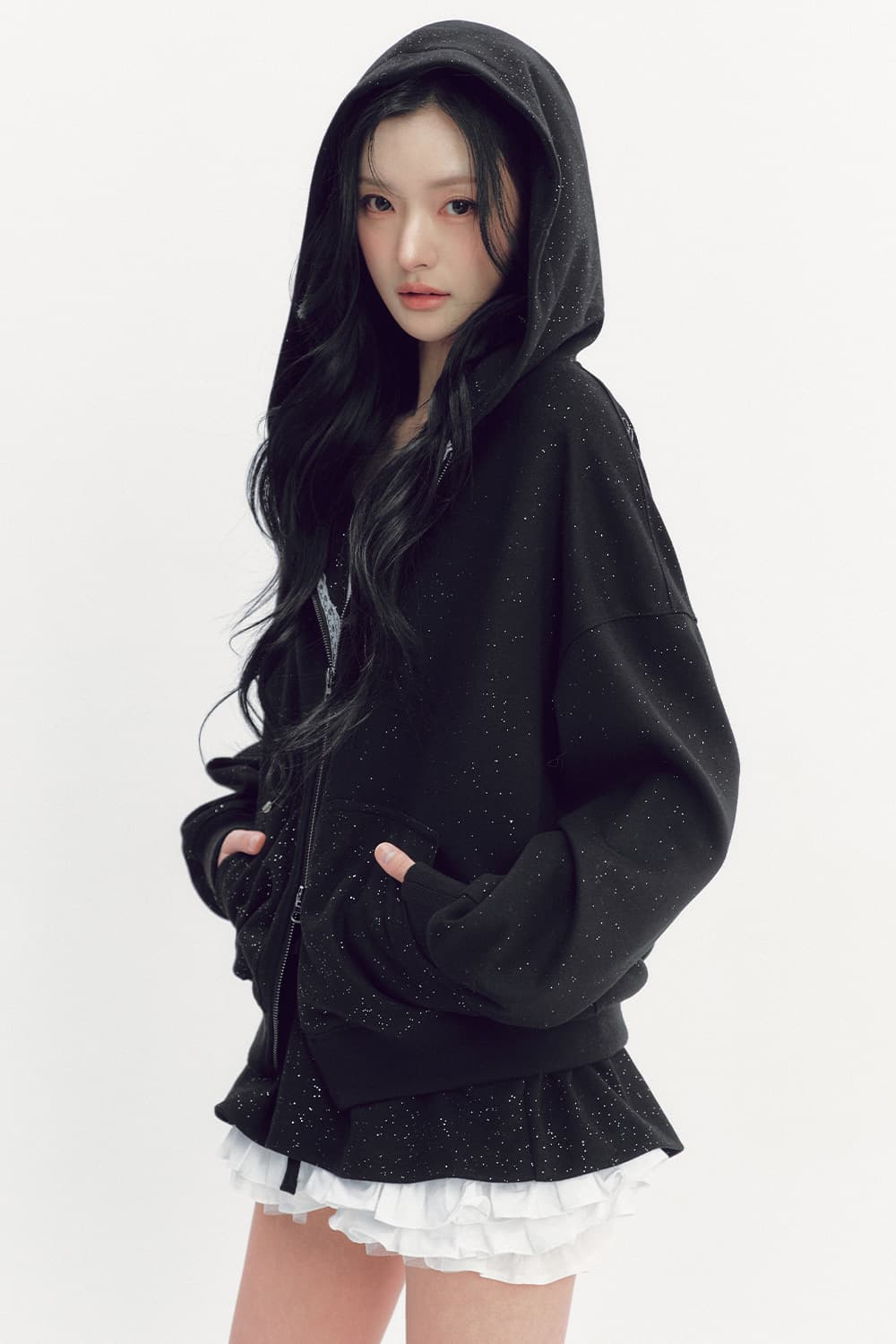 더티스 트윙클 후드집업 블랙 상품이미지5