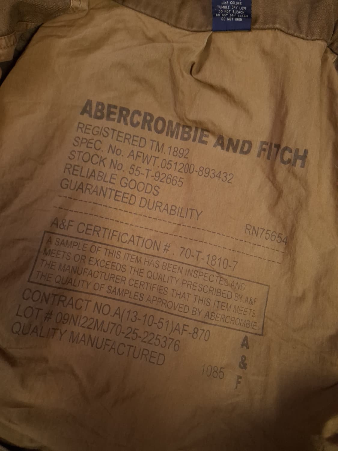 오리지날 아베크롬비 밀리터리 M-65 필드야상 상품이미지6