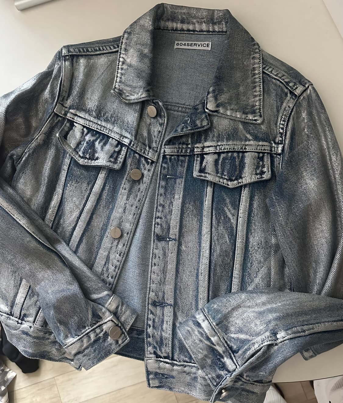 604service 실버 코팅 데님 자켓 상품이미지6
