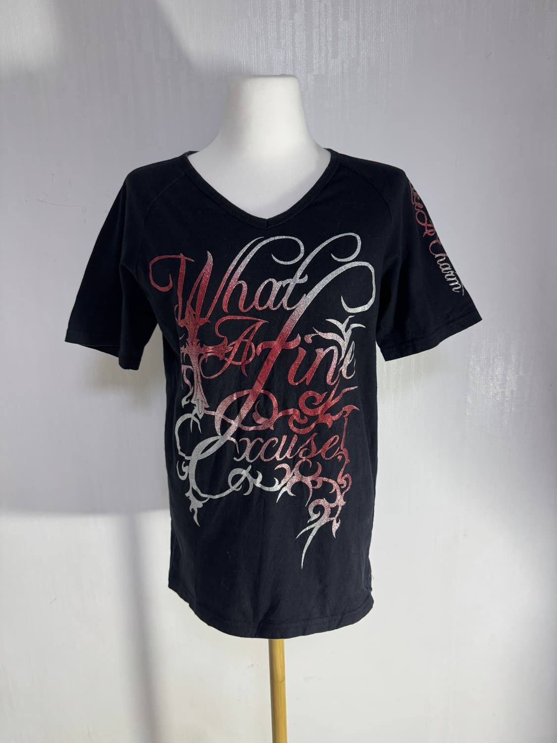 시멘틱 디자인 레터링 크로스 티셔츠 y2k 펑크 상품이미지1