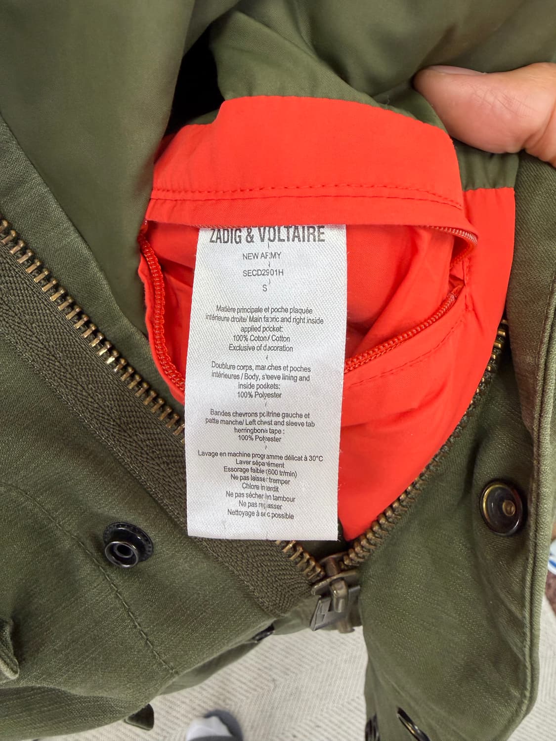 정품) 쟈딕앤볼테르 여성 야상자켓 S 상품이미지8