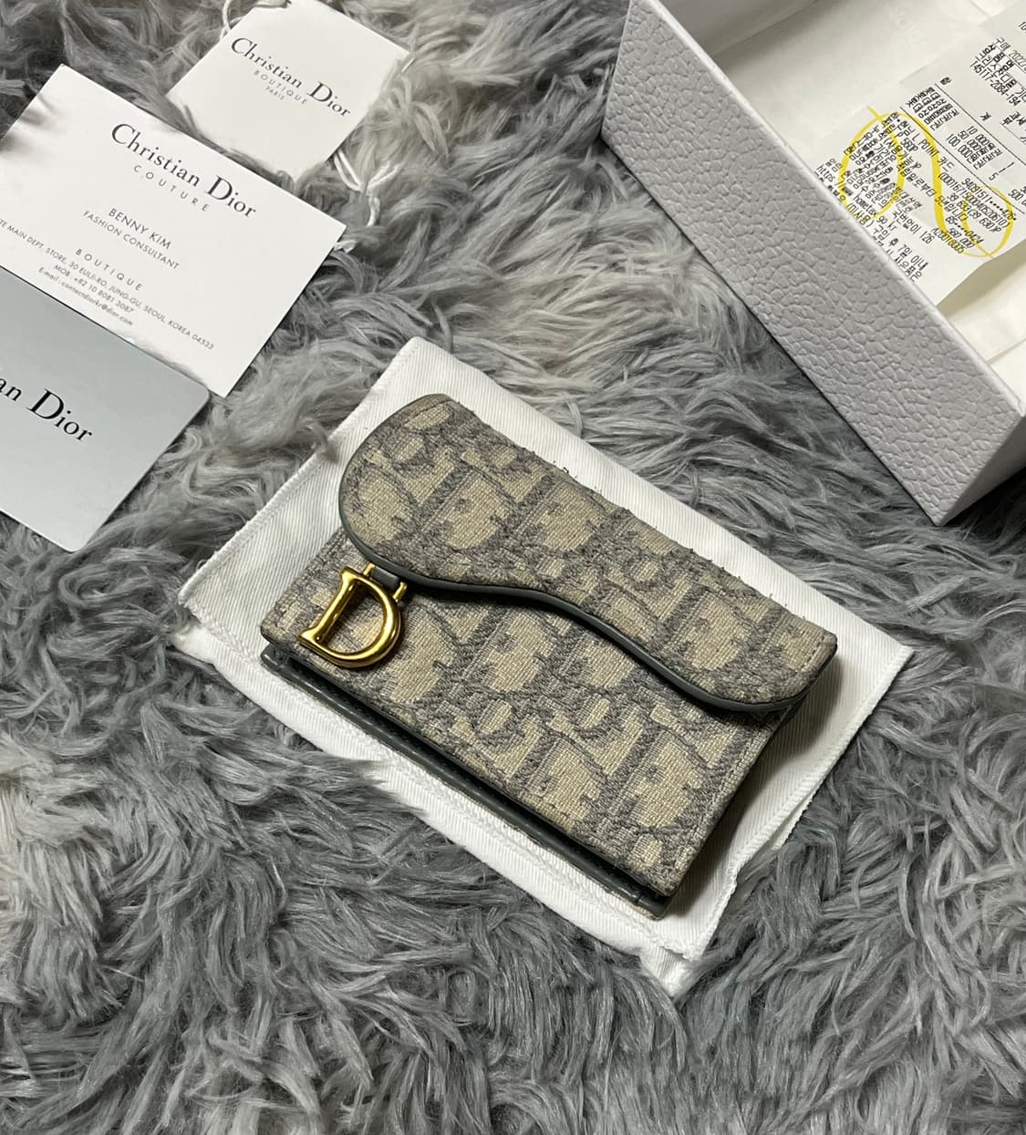 디올 새들 카드지갑 그레이 풀박스 상품이미지1