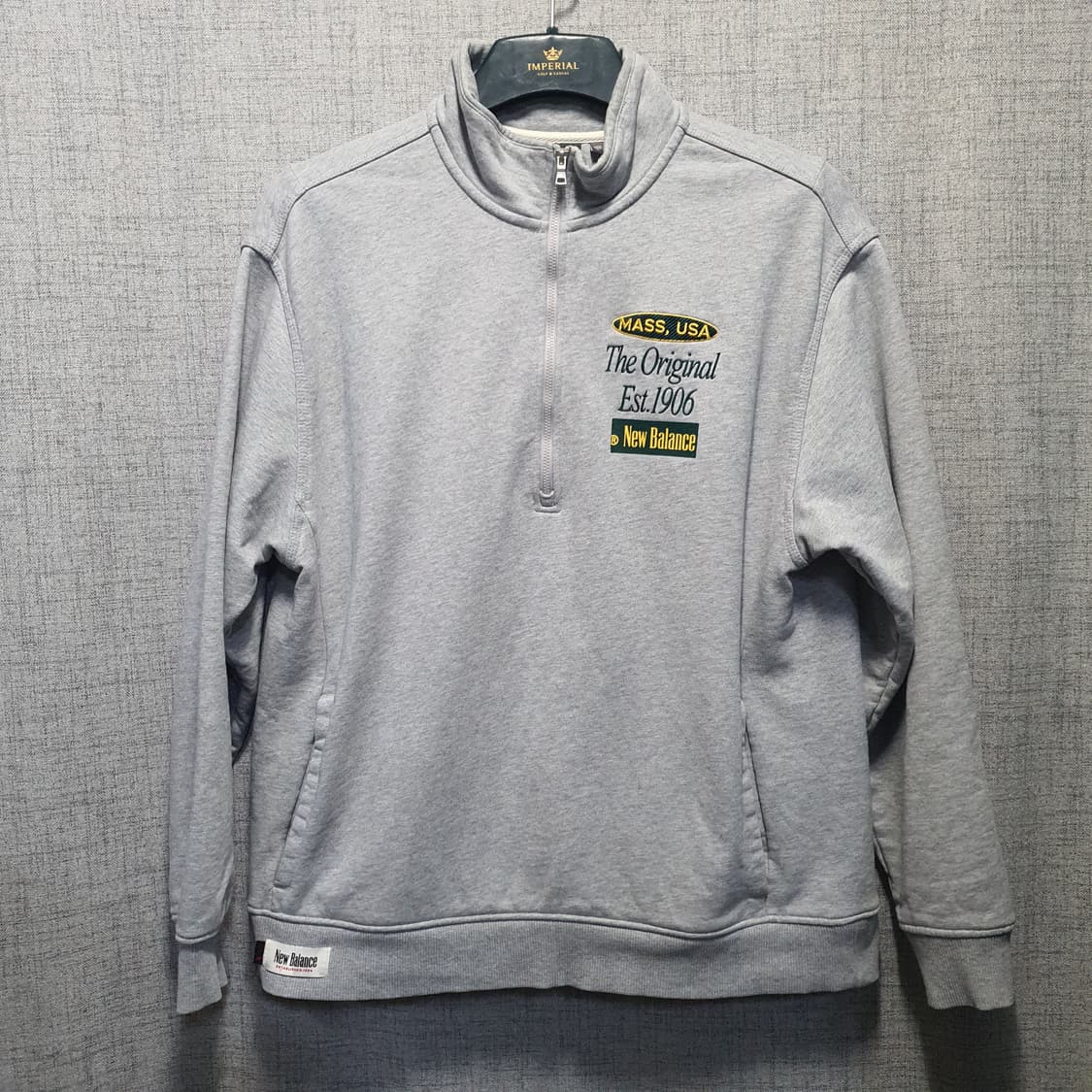 뉴발란스 남성 반집업 맨투맨 그레이  상품이미지1