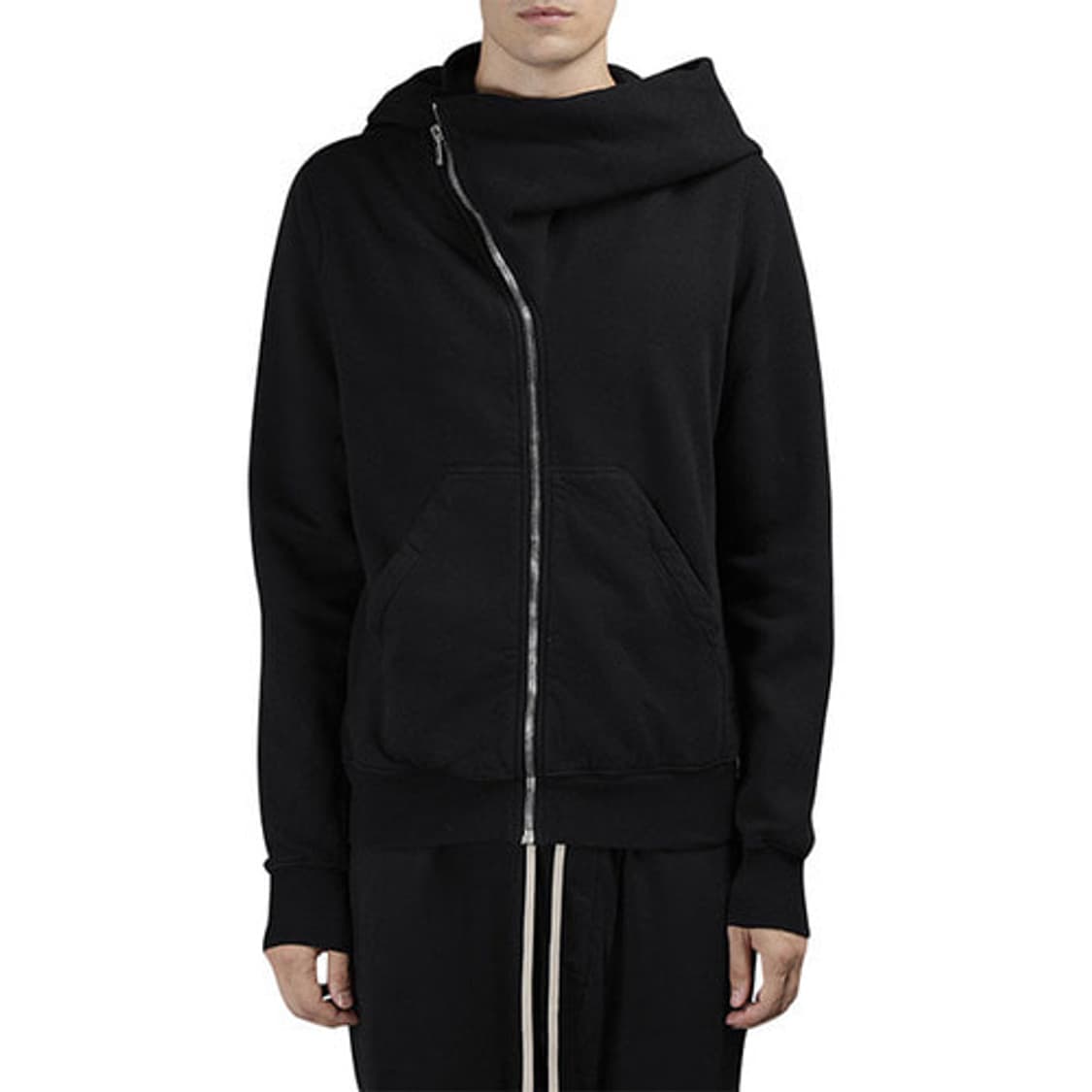 릭오웬스 17FW 다크쉐도우 마운틴 사선 후드 집업 블랙 상품이미지1