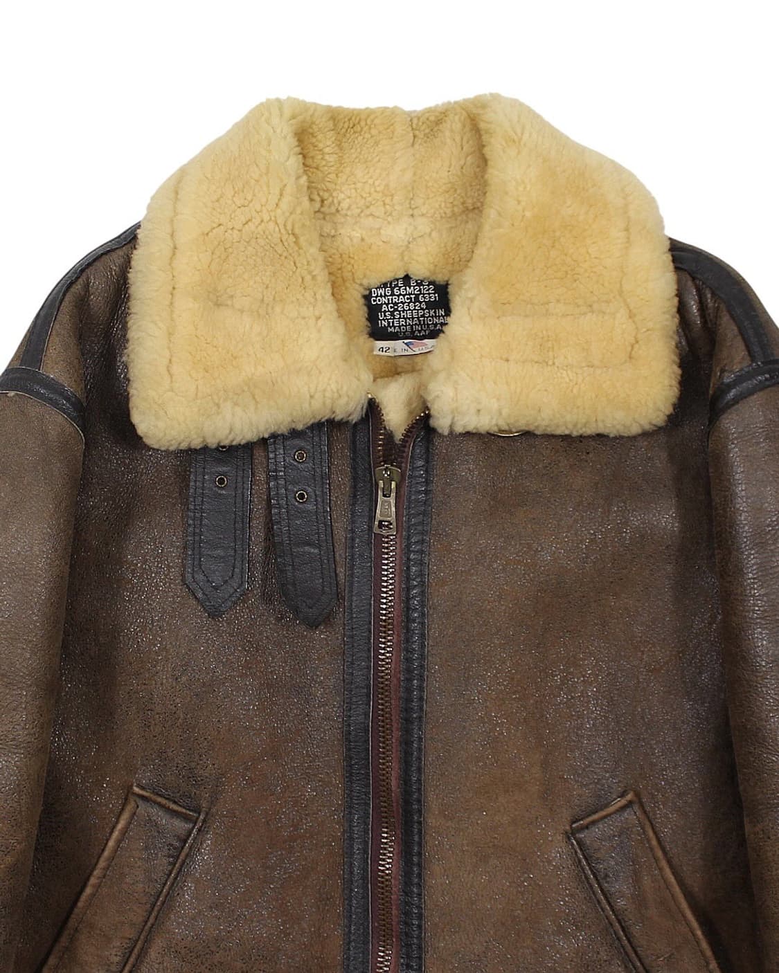 1980s US Sheepskin B-3 무톤 플라이트 자켓 빈티지 미제 상품이미지4