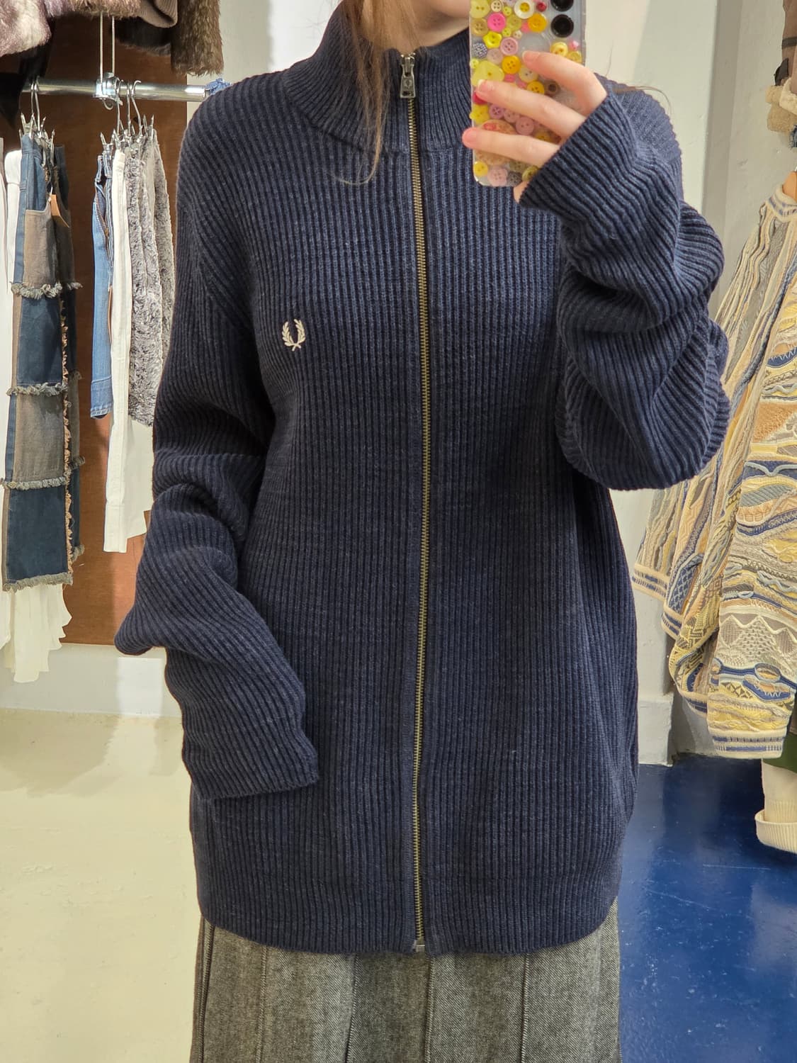 Fred Perry 프레드패리 골지 니트집업 상품이미지2