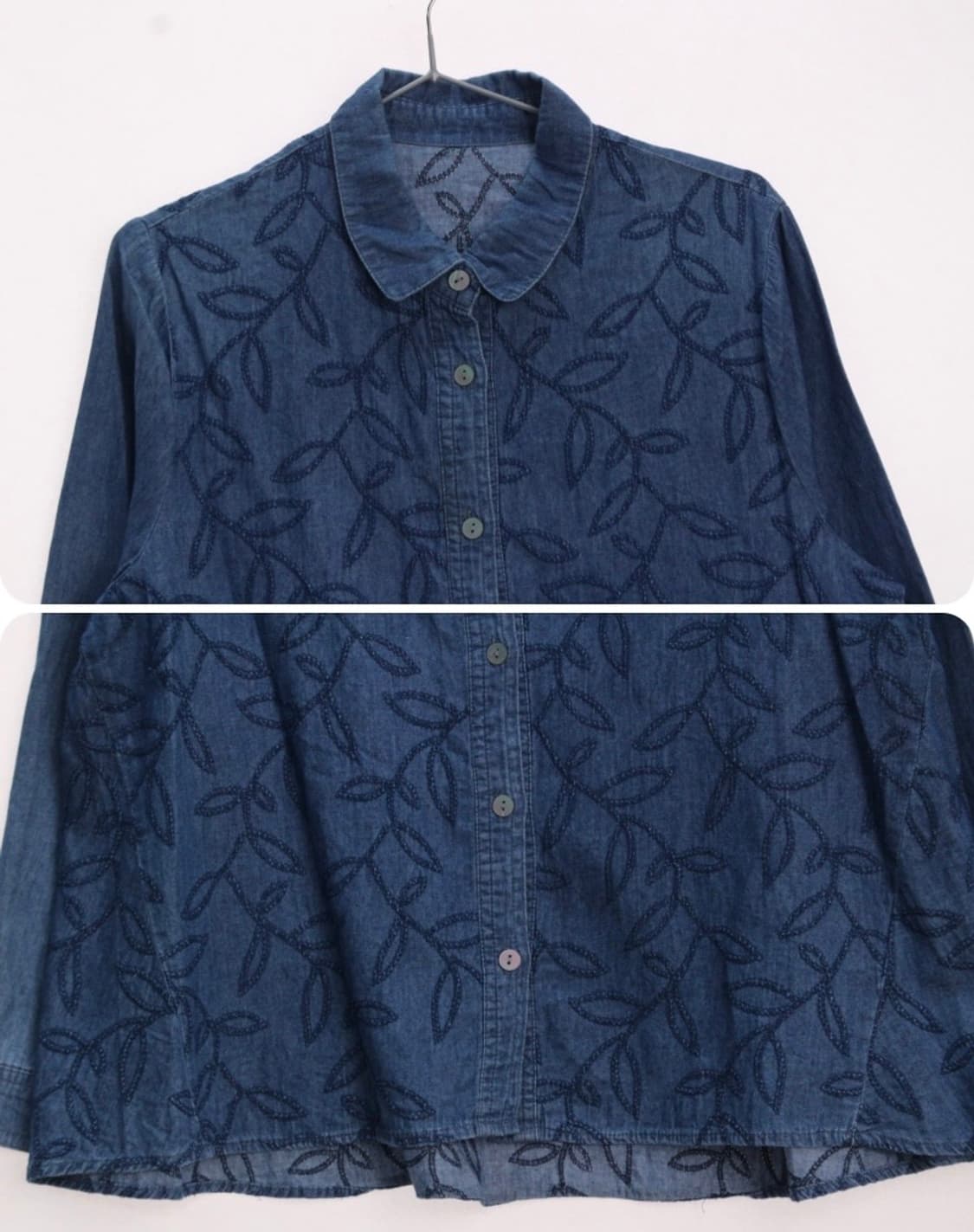 청색 자수 문양 빈티지 청셔츠 데님셔츠  상품이미지2