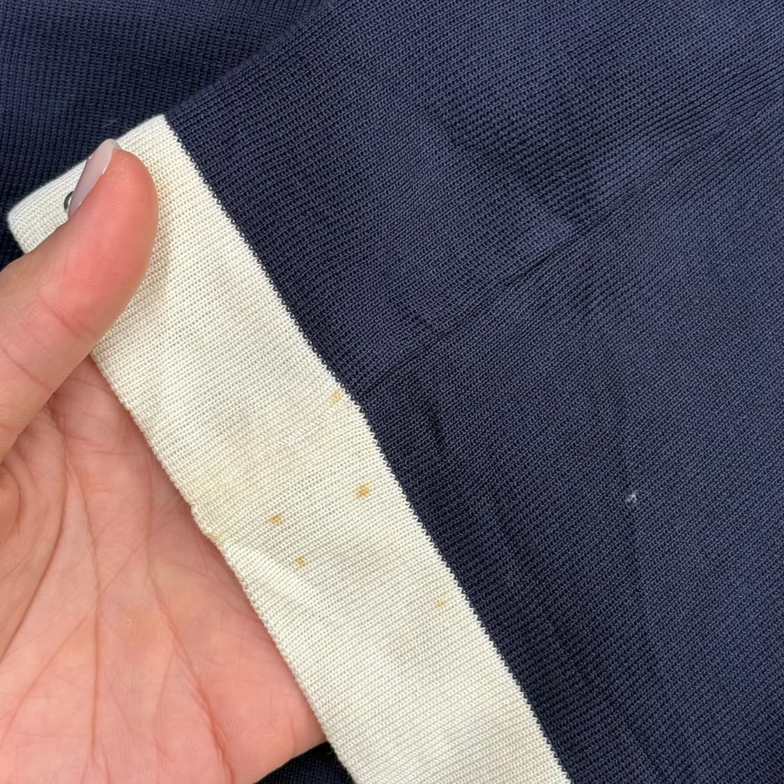 크리스찬 디올 배색 립 반팔 티셔츠 라운드넥 썸머 니트 네이비 상품이미지9