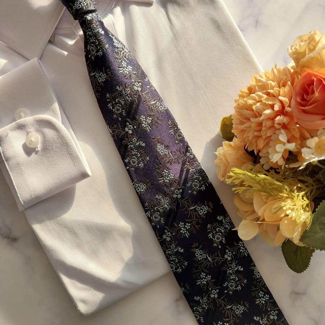 폴스미스 실크 네이비 플라워 자카드 넥타이 8.5cm A+등급 K1406 상품이미지7