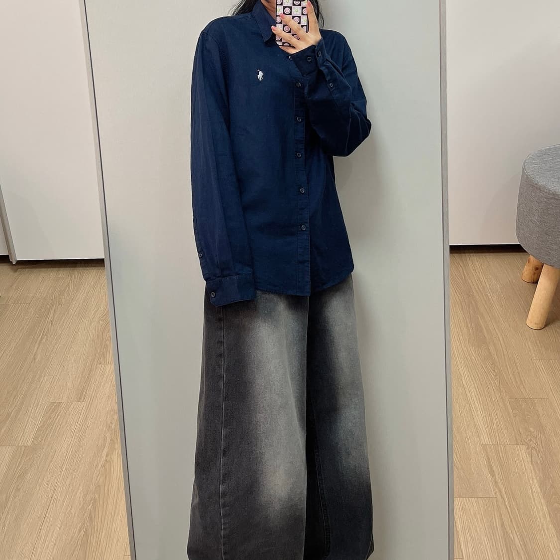 폴로 랄프로렌 자수포니 린넨 네이비 셔츠 남방 상품이미지2