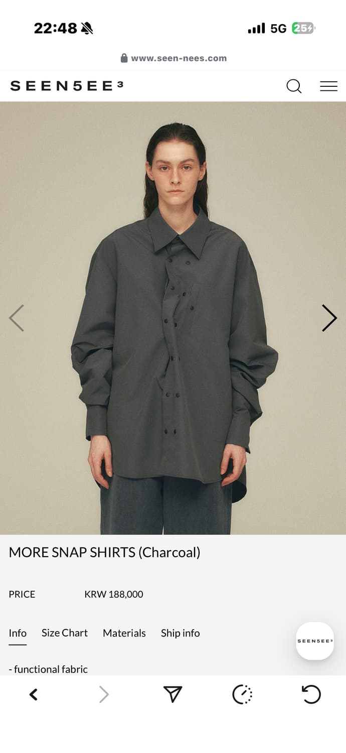 seen5ee3 MORE SNAP SHIRT CHARCOAL 상품이미지1