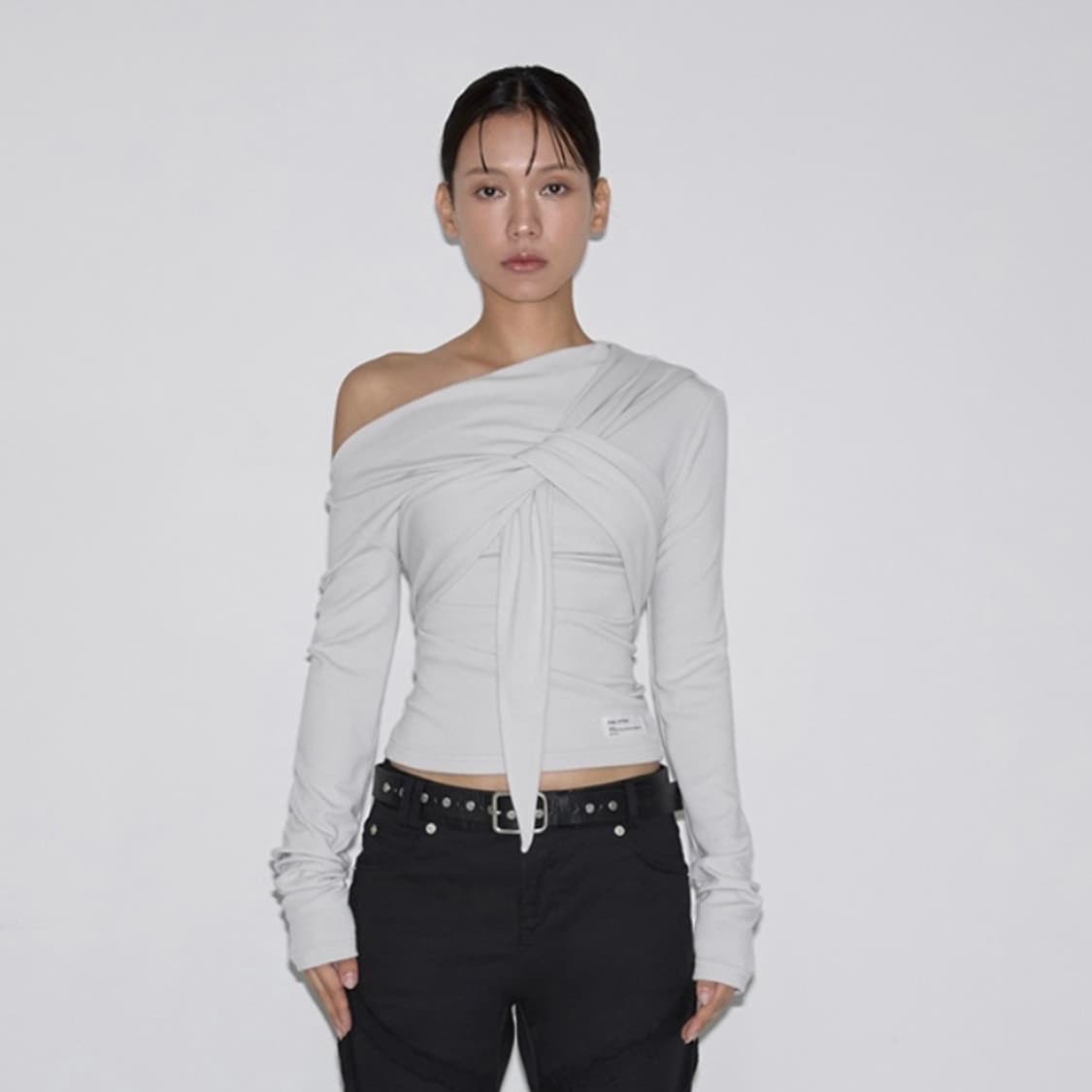 Drape Flow Tie Long Sleeve (dusty beige) 상품이미지3