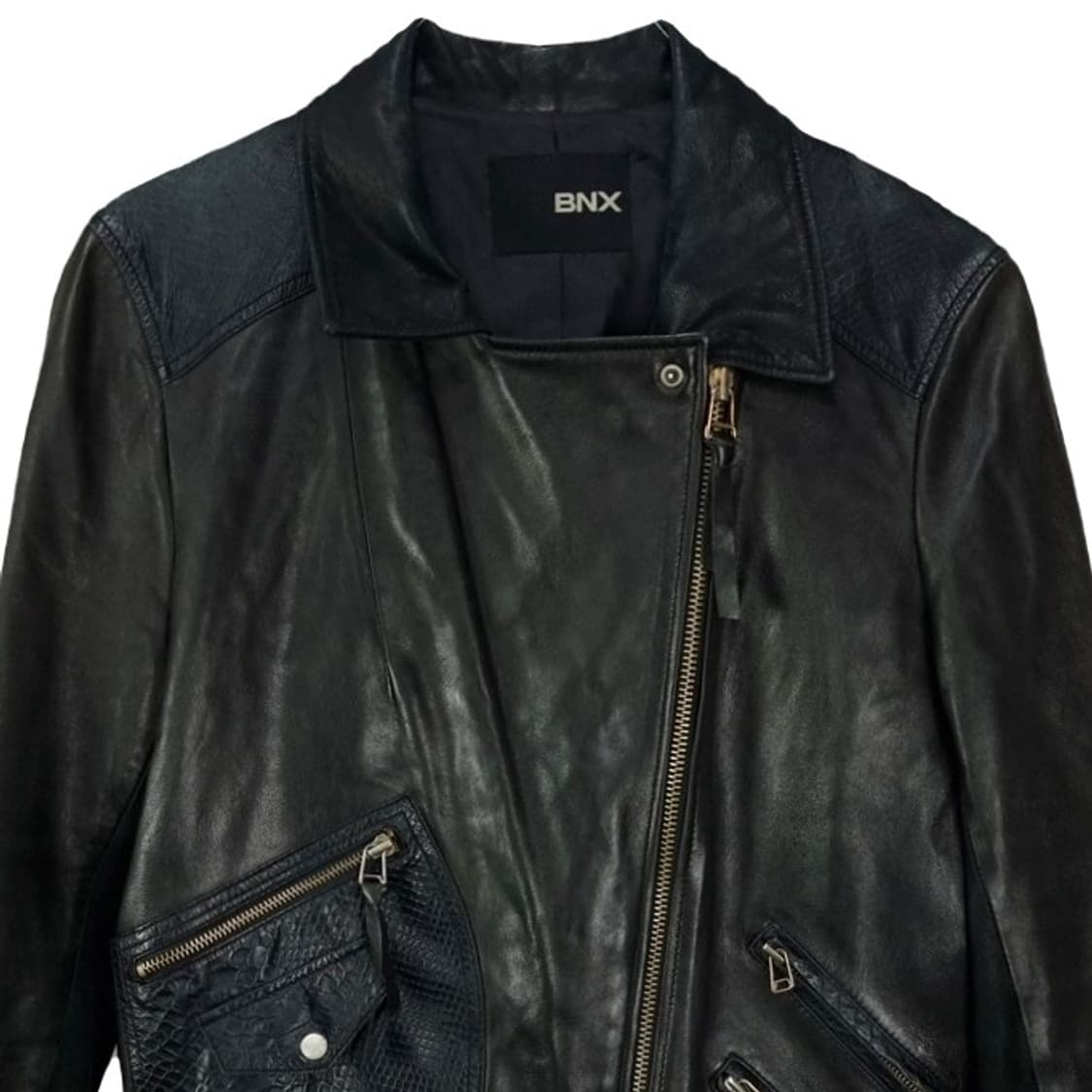 [빈티지] 리얼 쉽스킨 양가죽 사선 레더 자켓 블랙 M19171 상품이미지4