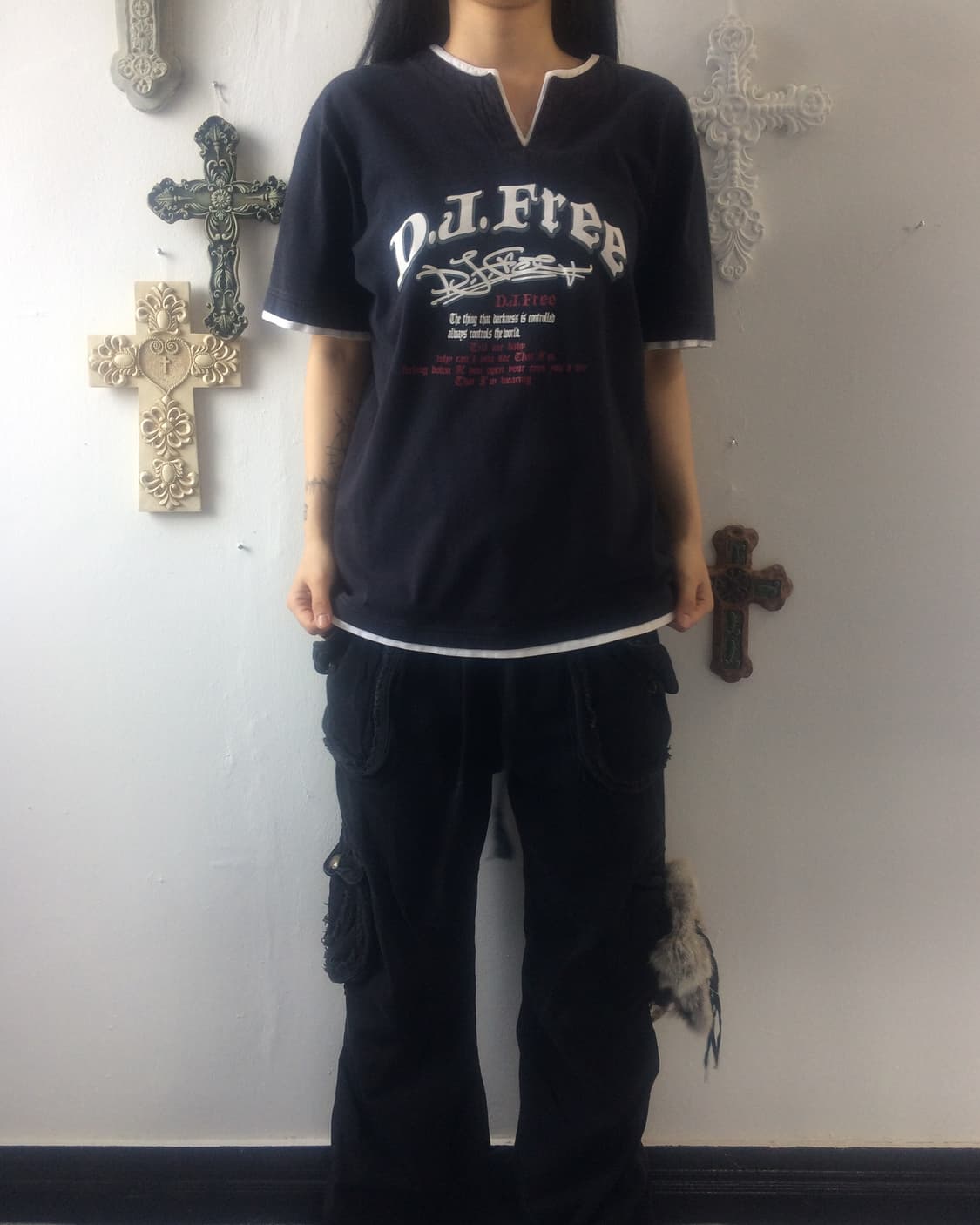 Lettering printing layer t shirt 상품이미지1