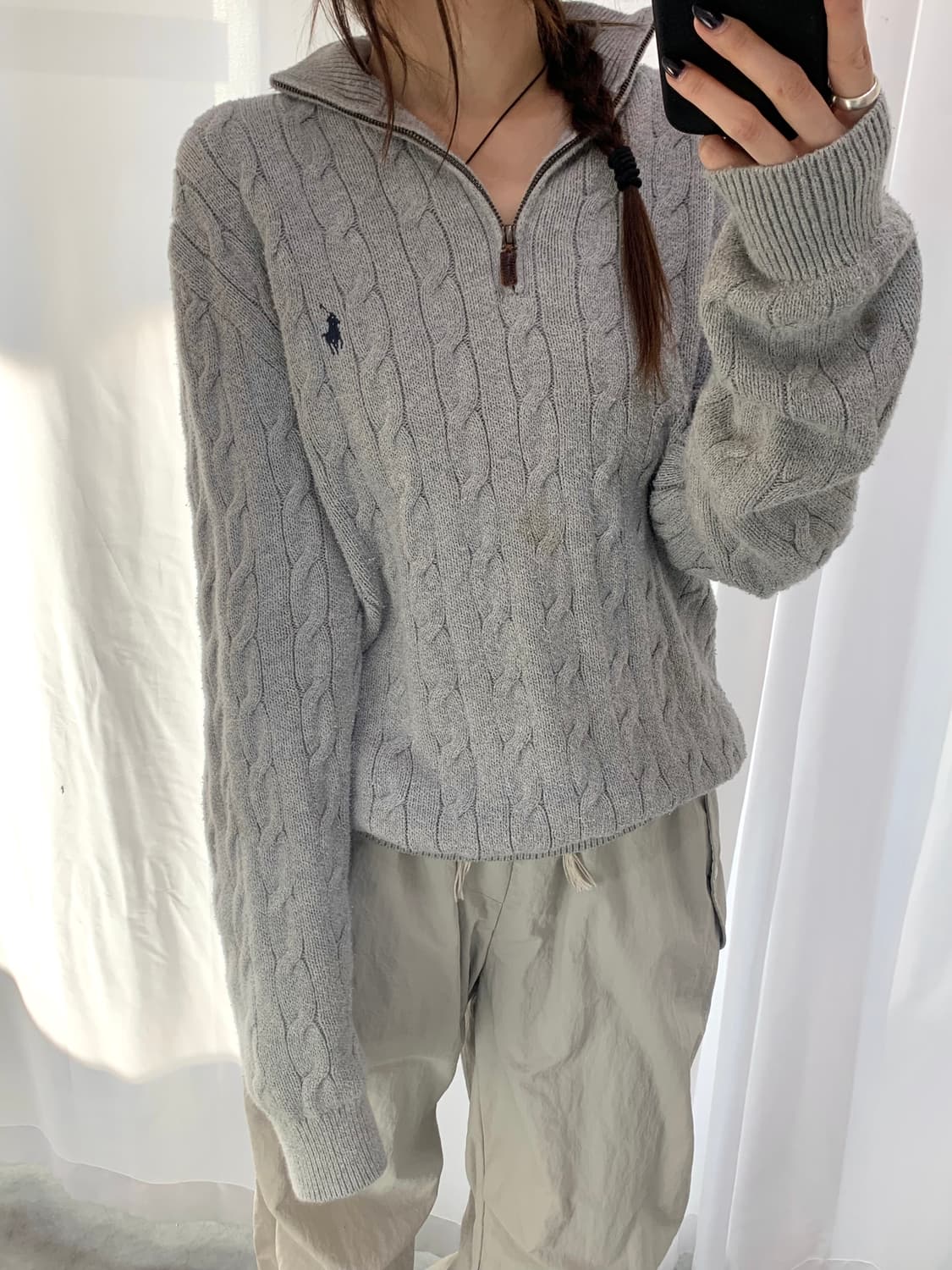 Polo 폴로 랄프로렌 신형 그레이컬러 케이블 하프집업 상품이미지2