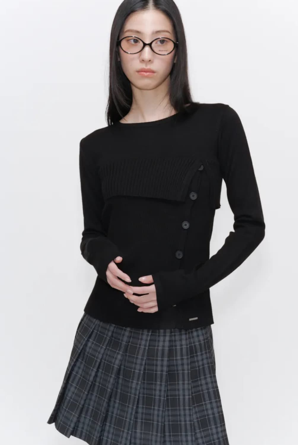 미세키서울 레이어드 플립 니트 블랙 상품이미지1