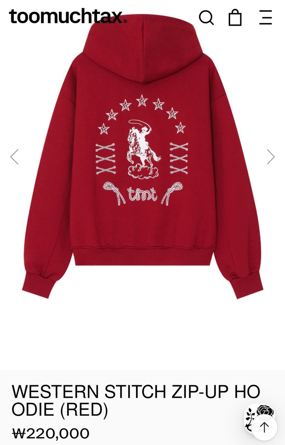 Toomuchtax western stitch zip-up (RED) 상품이미지3