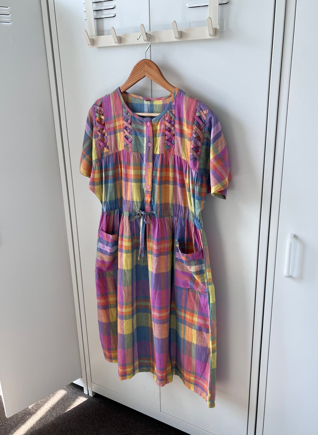 Vintage 무지개 체크 패턴 하구미 원피스 상품이미지1