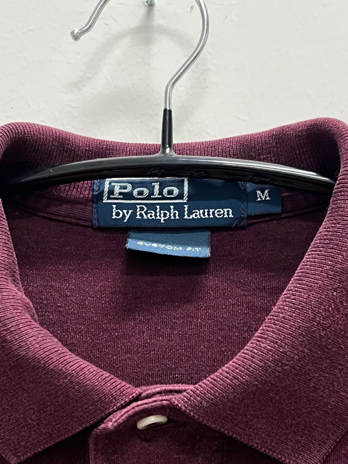 (M) 폴로 랄프로렌 커스텀 핏 긴팔 카라 티 버건디 상품이미지4
