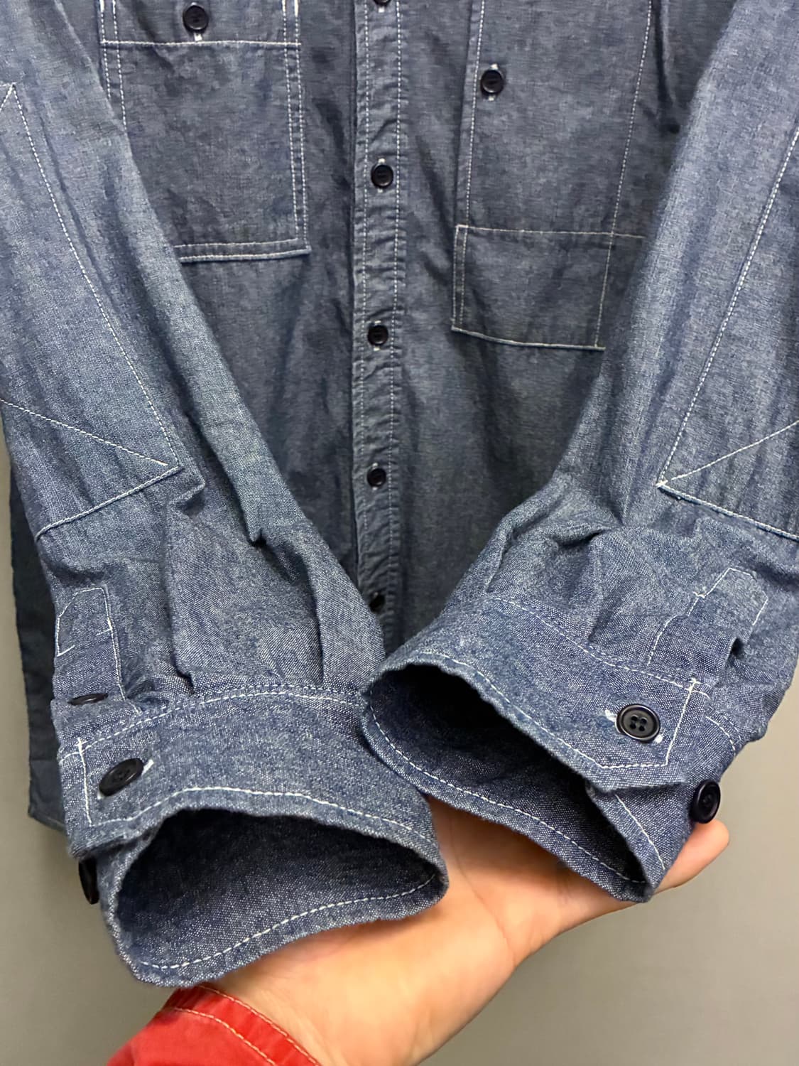 (M/103)The ResQ 더레스큐 인디고 테디 멀티포켓 샴브레이셔츠 상품이미지4