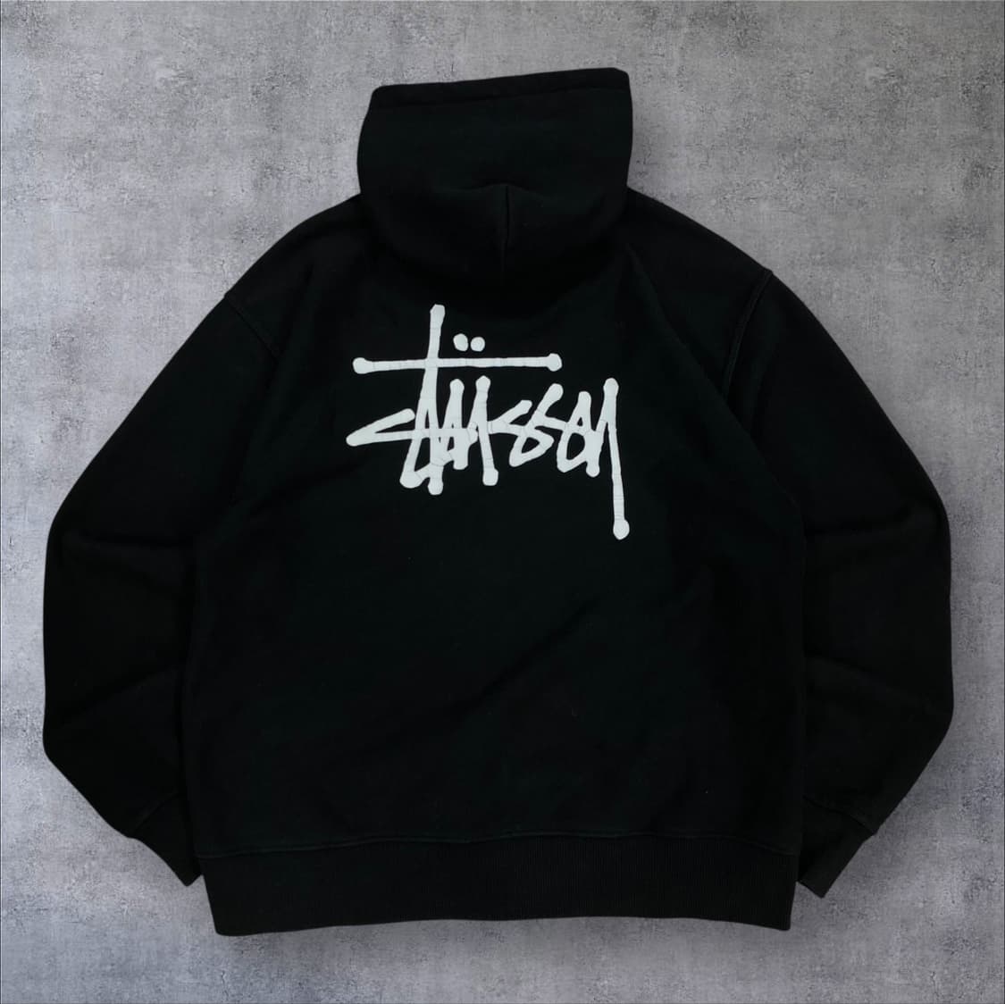 스투시 블랙 컬러 스탁 로고 후드 집업 상품이미지2