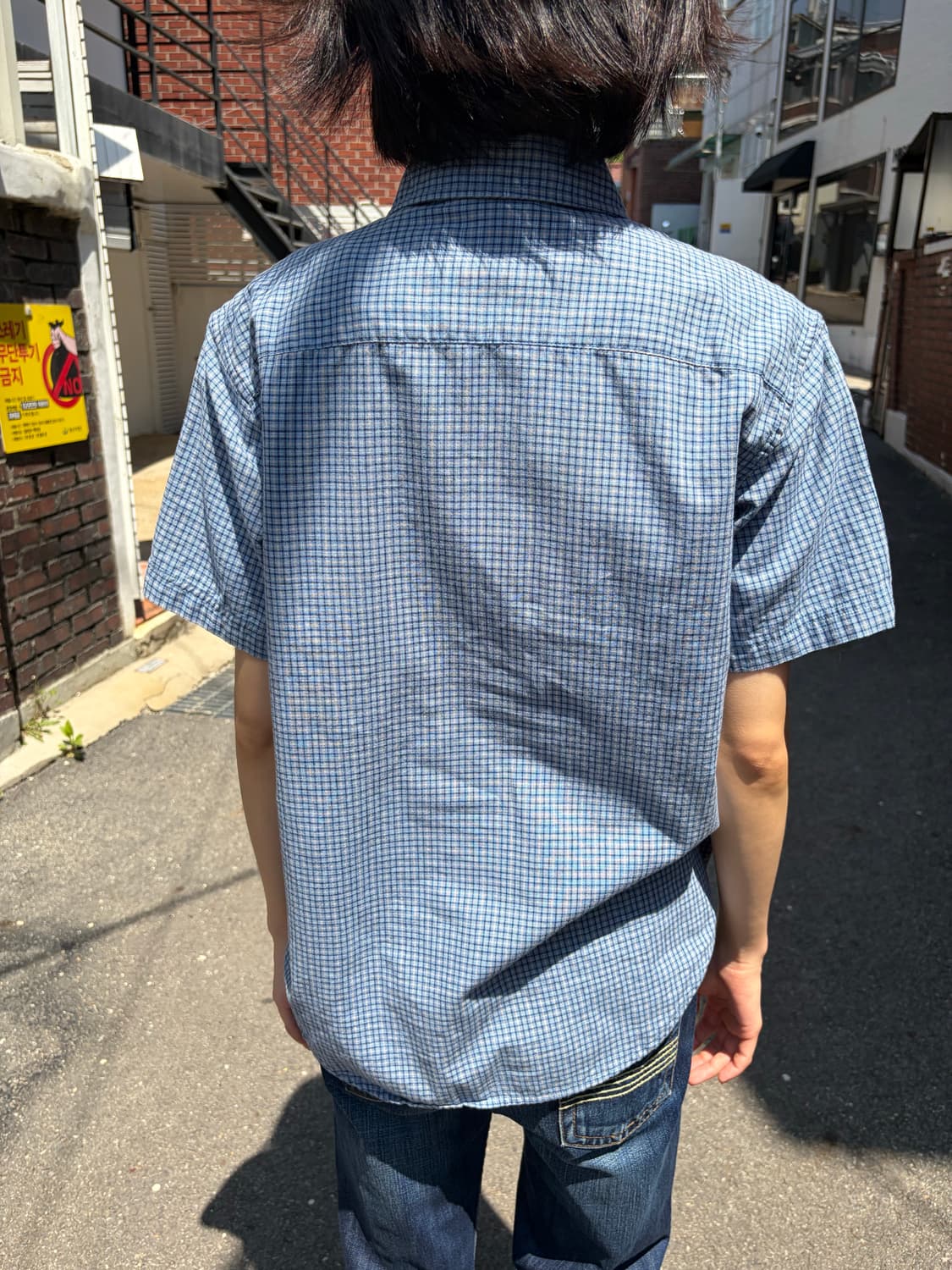 GAP 블루 체크 반팔 셔츠 XL 상품이미지3