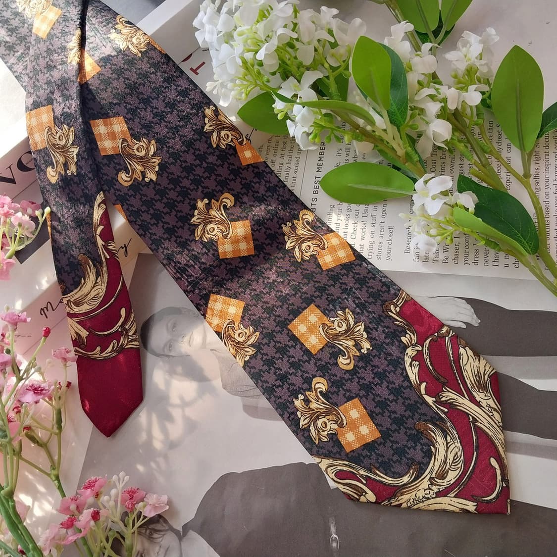 피에르 발망 실크 브라운 패턴 넥타이 9.4cm A등급 K2002
 상품이미지3