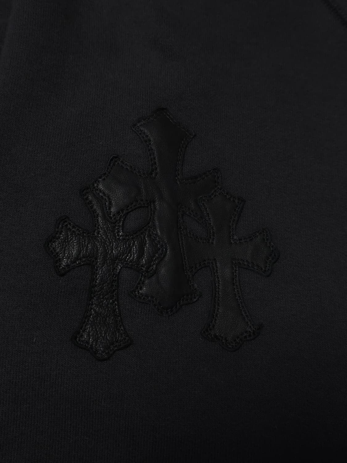 [XXL] 크롬하츠 레더패치 페이퍼잼 후드 블랙 상품이미지3