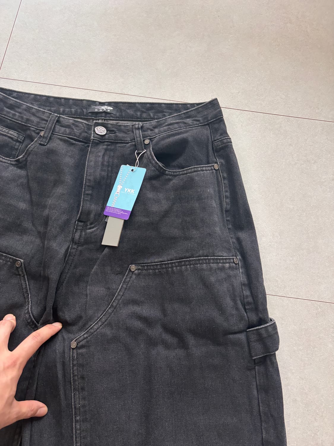 DNSR 브러쉬 카펜터 더블니 데님 팬츠 블랙 XL 상품이미지2