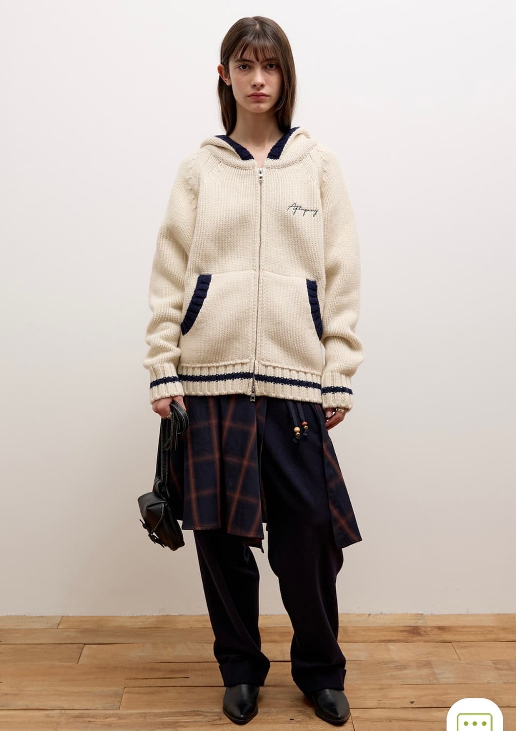 애프터프레이 코위찬 집업 니트 후디 아이보리 s 상품이미지3