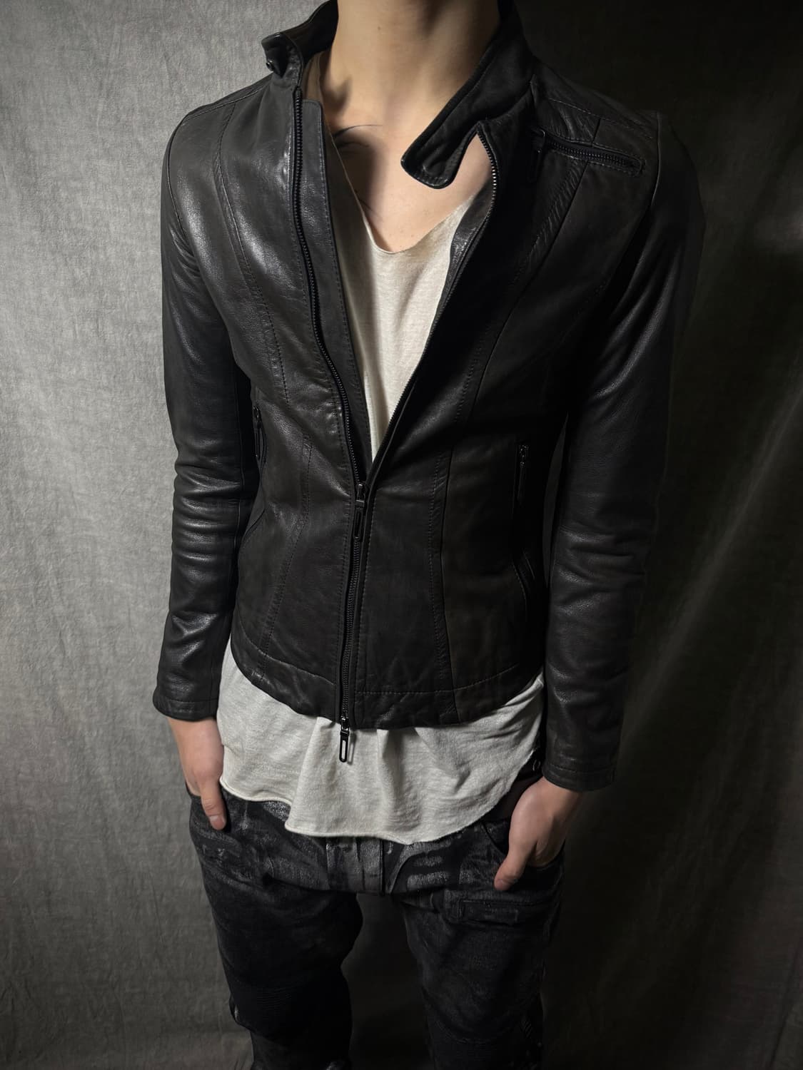 GalaabenD Stand Collar Leather Jacket 상품이미지1