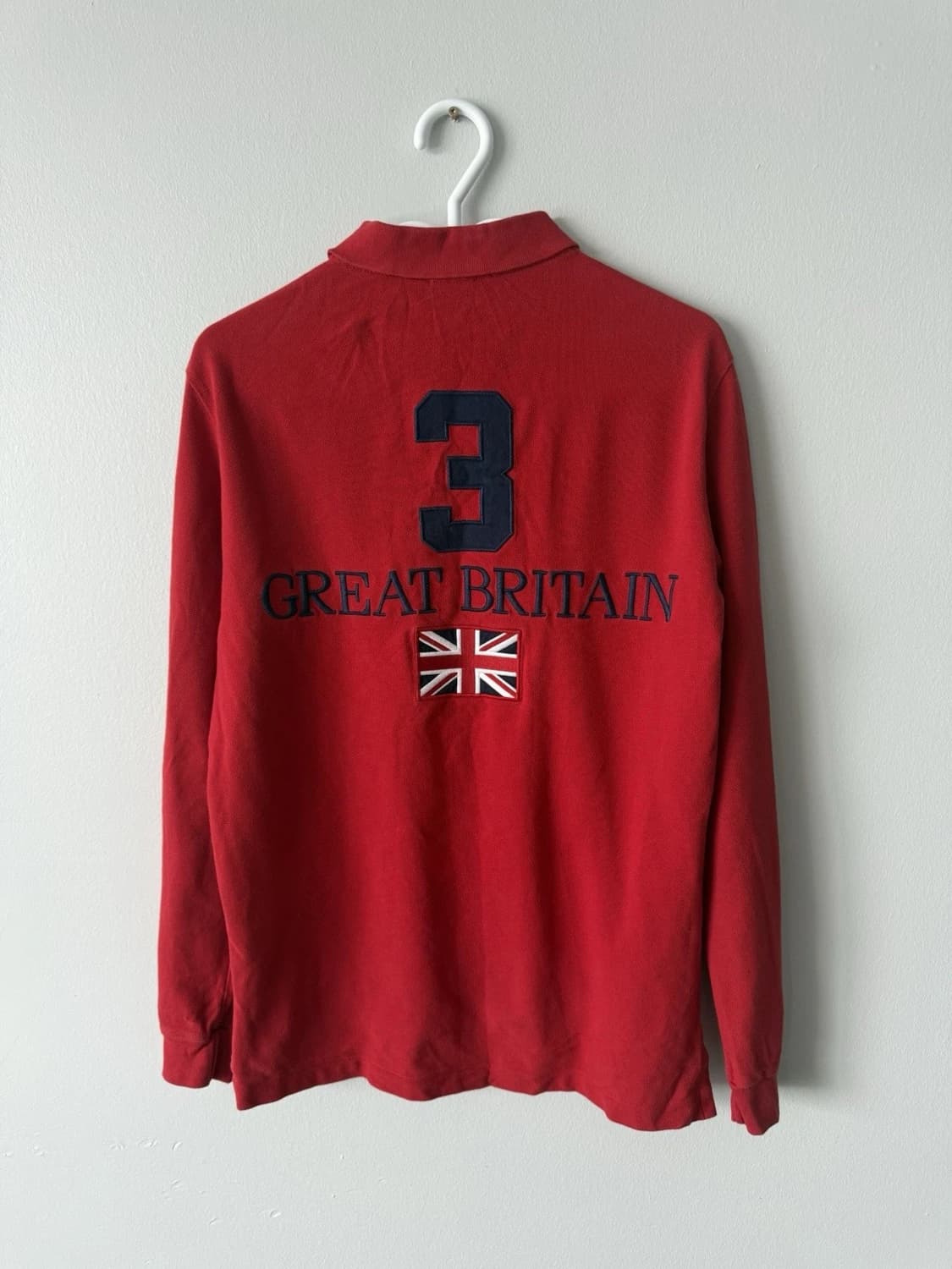 폴로 랄프로렌 그레이트 브리튼 3 롱 슬리브 폴로 셔츠 레드 상품이미지3
