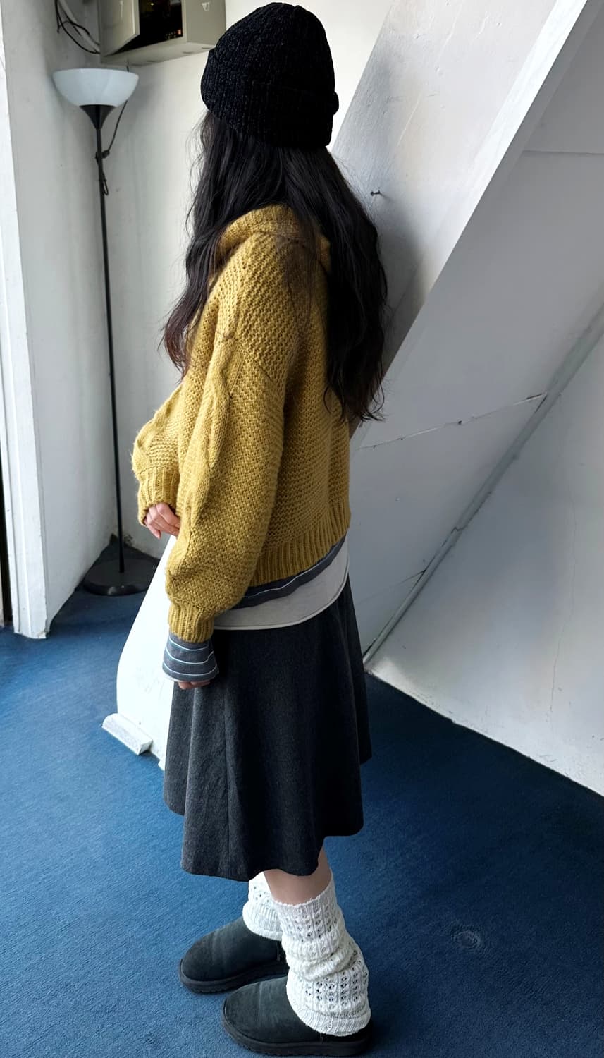  Low gauge knitted hood zip parka 상품이미지9