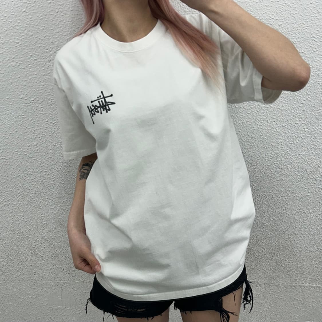 스투시 화이트 반팔 L 상품이미지1