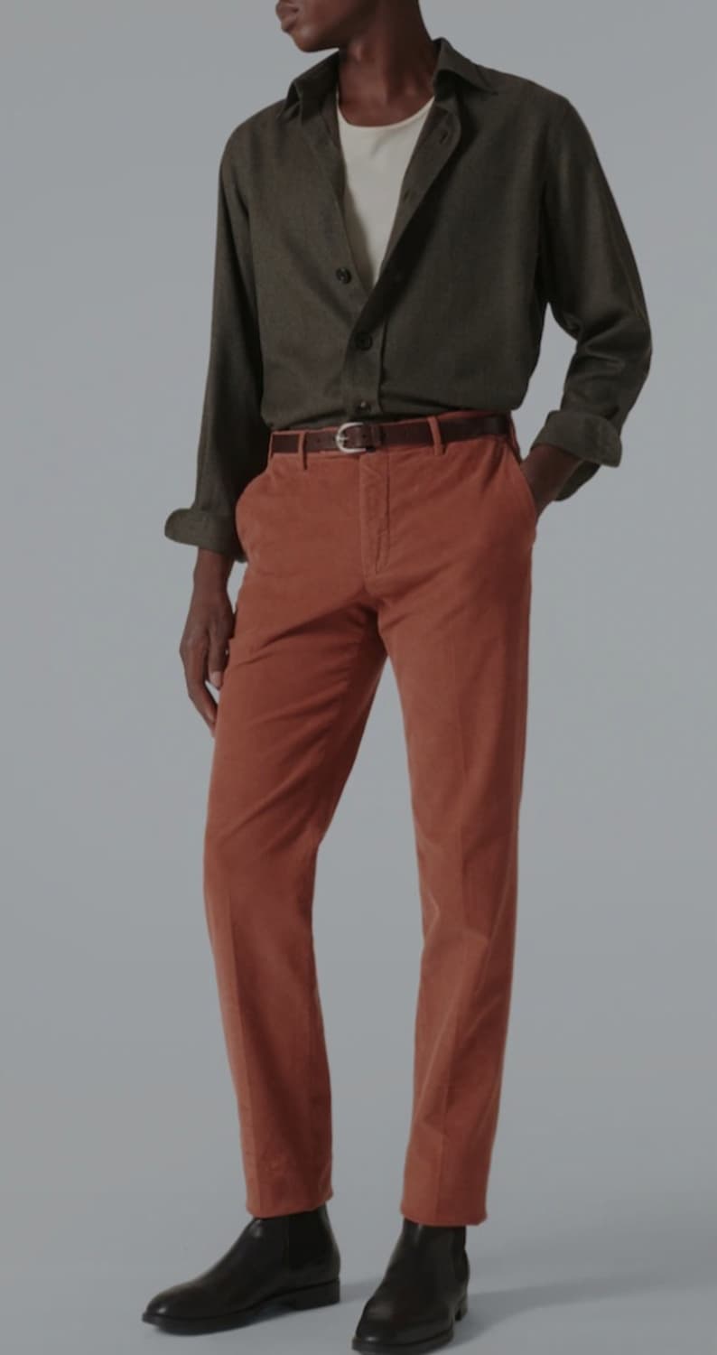 루이까스텔 코듀로이 겨울용 골프  일상 바지 오렌지 86  34인치 상품이미지2