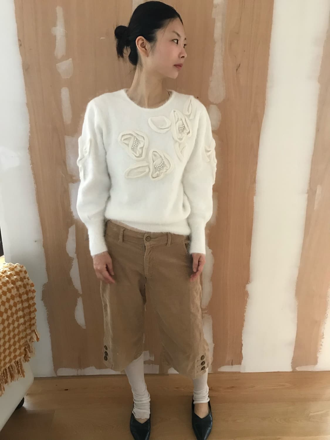 vintage pattern white knit 상품이미지3