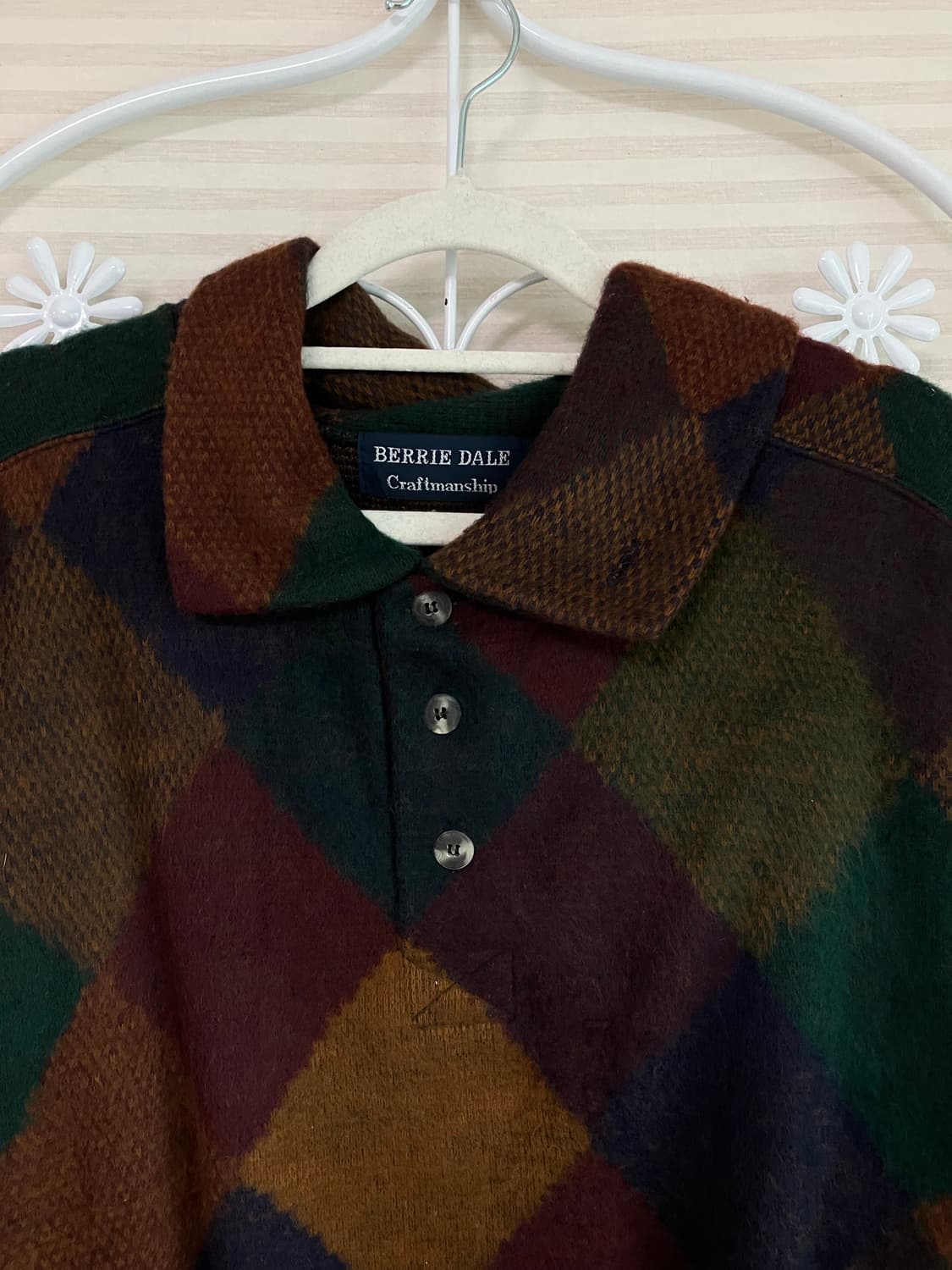 빈티지 퍼플 아가일 카라 니트 y2k 스트릿 갸루 펑키 일본빈티지575  상품이미지3