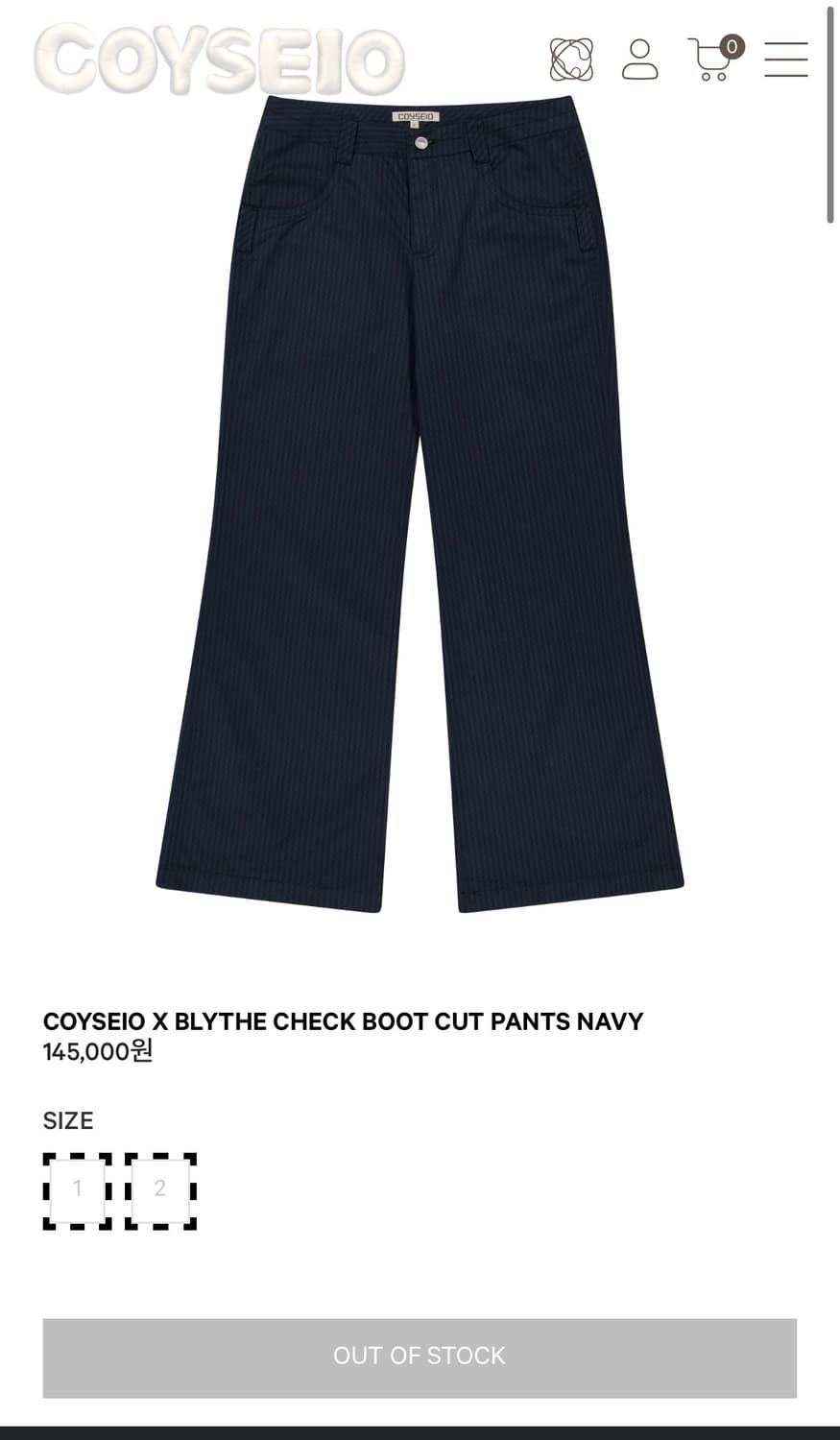 구해요) 코이세이오 브라이스 체크 부츠 컷 팬츠 네이비 상품이미지1