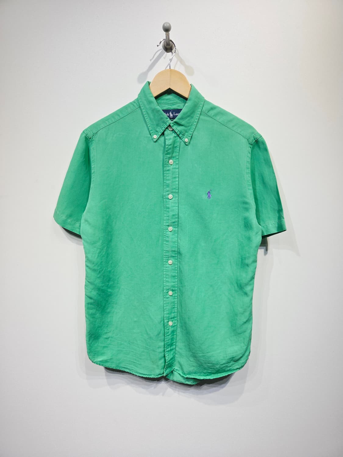 폴로 랄프로렌 리넨 실크 혼방 반팔 셔츠 그린 상품이미지2