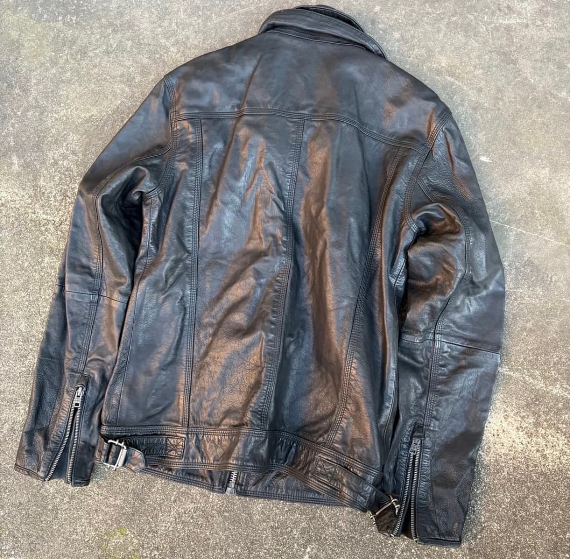 슈퍼드라이 라이언 바이커 블랙 레더 모토 자켓 상품이미지3