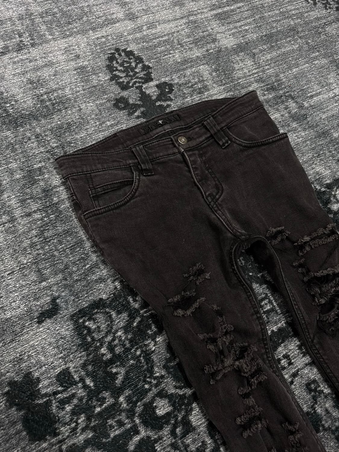 No id 00s distressed slim denim pants 상품이미지3